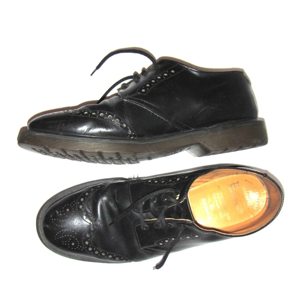 Vintage 80s Solovair Dr Martens Black Leather L503 Brogue Derby UK 11 N US 12
